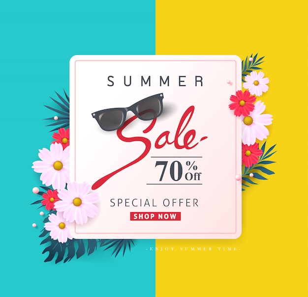 Vector summer sale banner template.