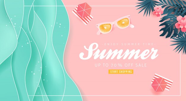 Summer sale banner template.