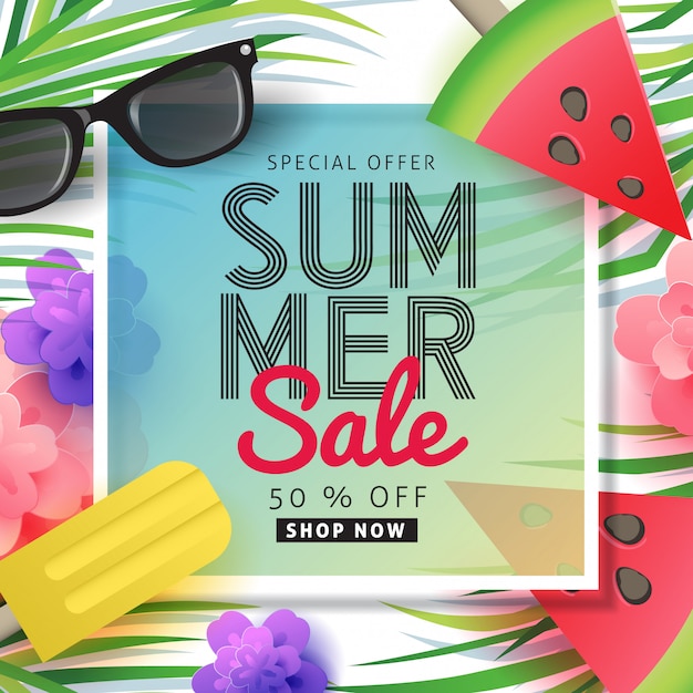 Summer sale banner template.