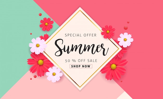 Vector summer sale banner template.