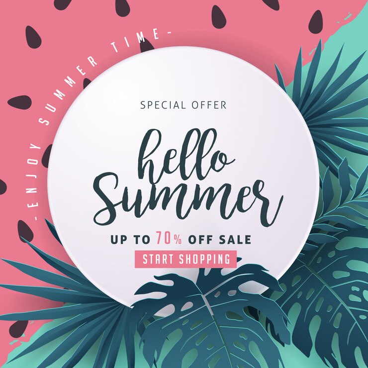 Vector summer sale banner template.