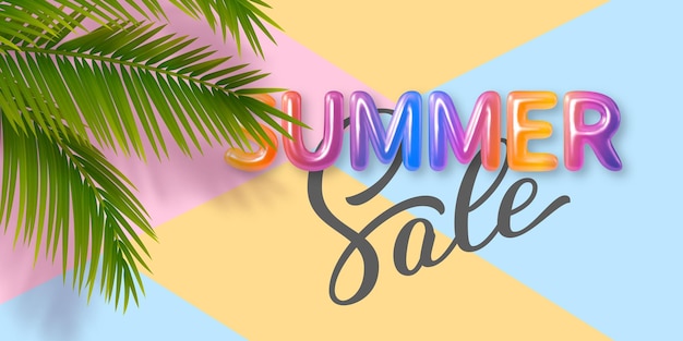 Summer sale banner with 3d colorful letters