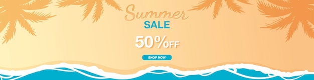 summer sale banner with beach 