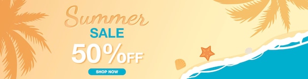 Summer sale banner with beach 