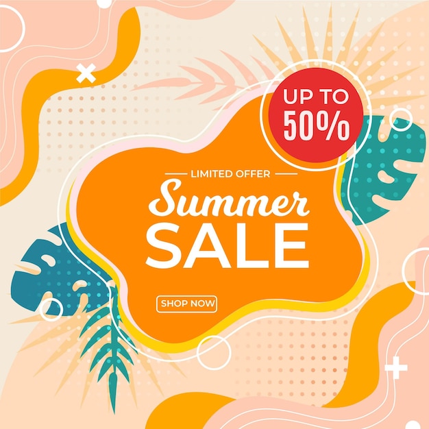 Vector summer sale banner with discount