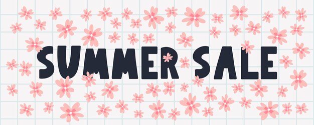 Summer sale banner with flowers letter vector
