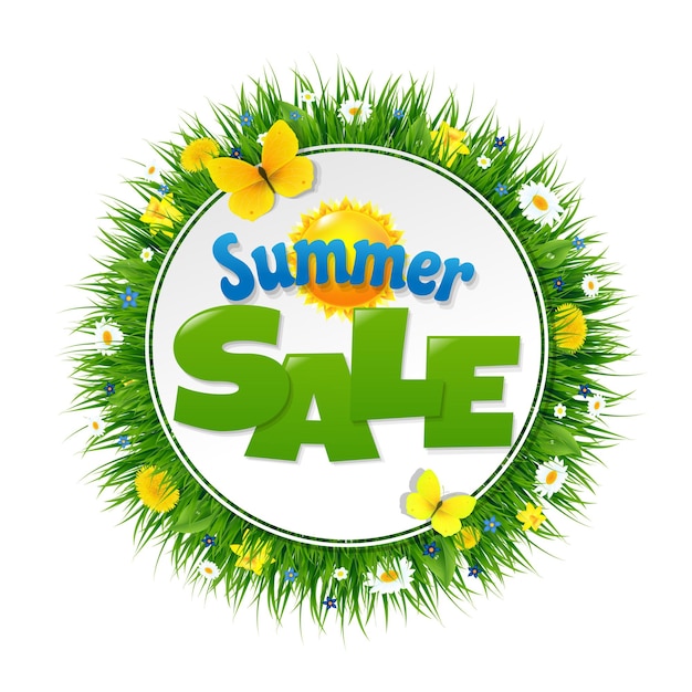 Summer sale banner with gradient mesh illustration
