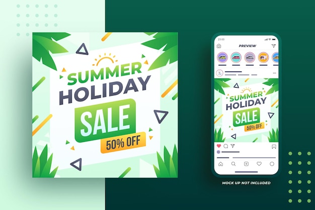 Summer sale banner with leaves