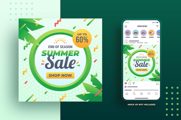 Vector summer sale banner with leaves