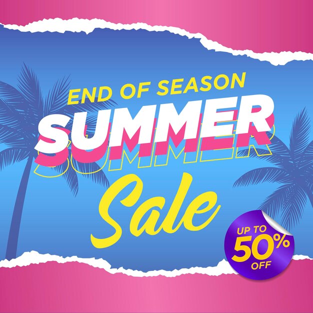 Summer sale banner with leaves