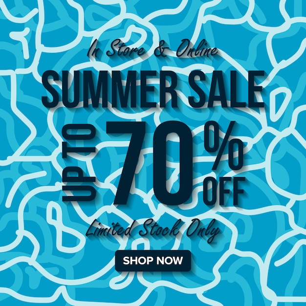 Summer Sale Banner with sea water Background