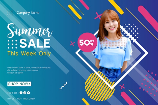 세련 된 기하학적 여름 세일 배너