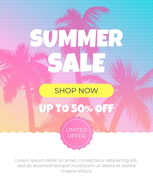 Summer sale banner with summer element