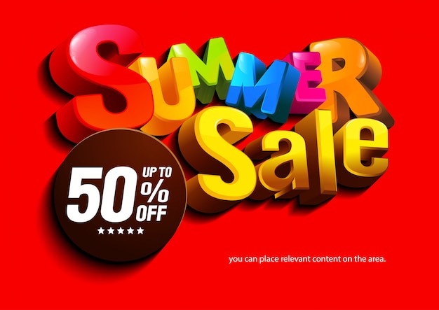 Summer Sale Colorful on Red Background
