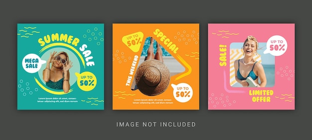 Vector summer sale colorfull social media post template