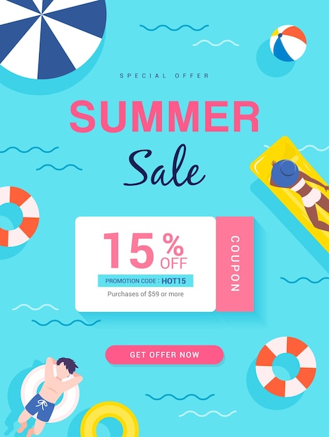 Summer Sale coupon template poster vector design