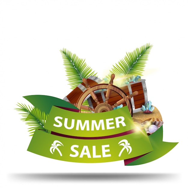 Summer sale, creative web banner with ribbon