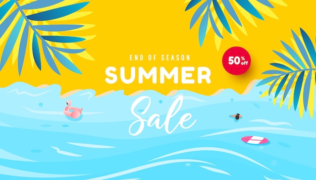 Summer sale design tropical beach tropical leaves