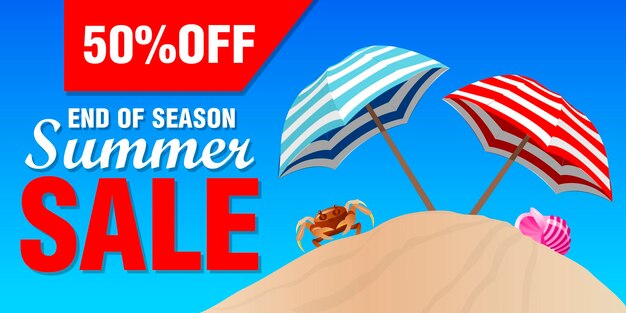 Summer sale designs with 50 discount for summer holiday end of
season vector illustration