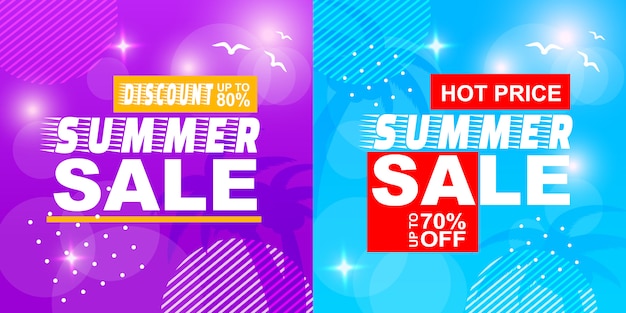 Summer sale discount hot price off banner set