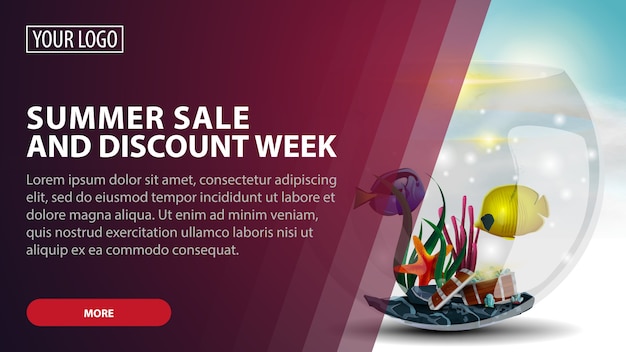 Summer sale and discount week, banner web creativo di sconto rosa per le tue arti