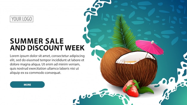 Vector summer sale and discount week, modern web banner