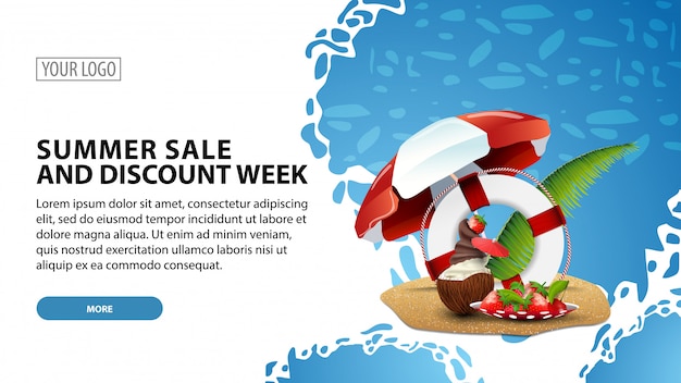 Summer sale and discount week, modern web banner