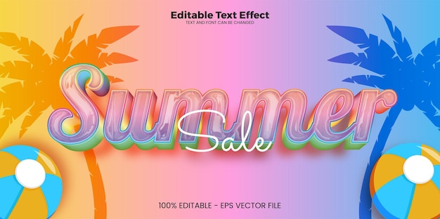 Vector summer sale editable text effect in modern trend style