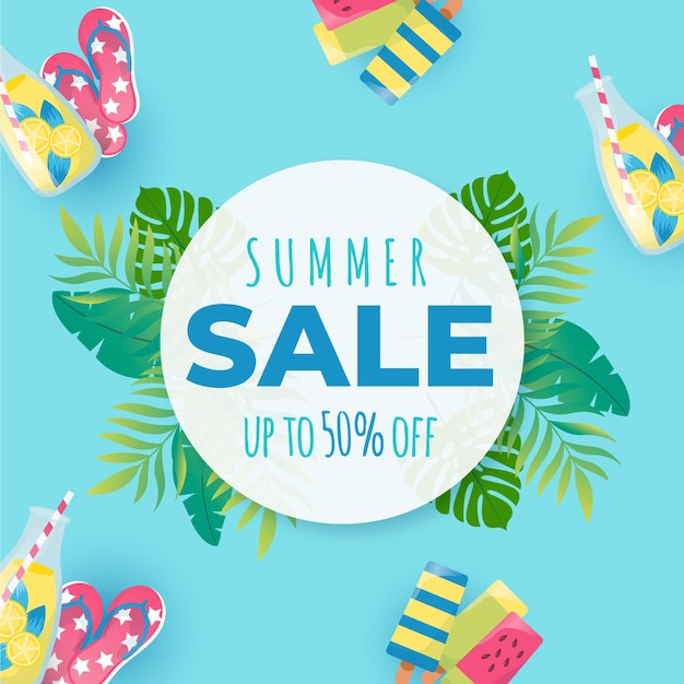 Vector summer sale flat design 50% off