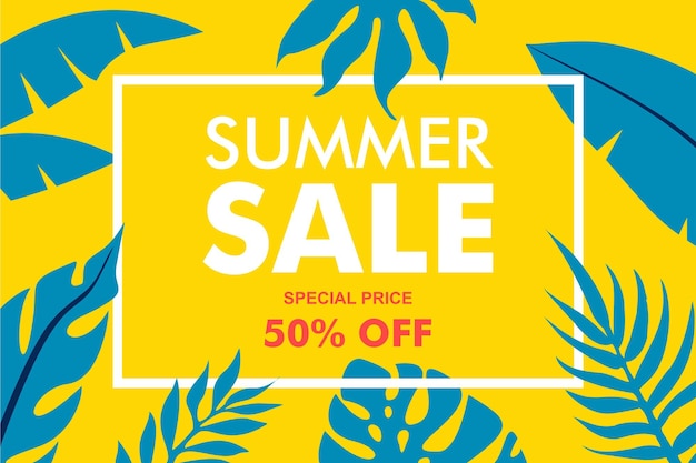 Summer sale flat ftropical banner