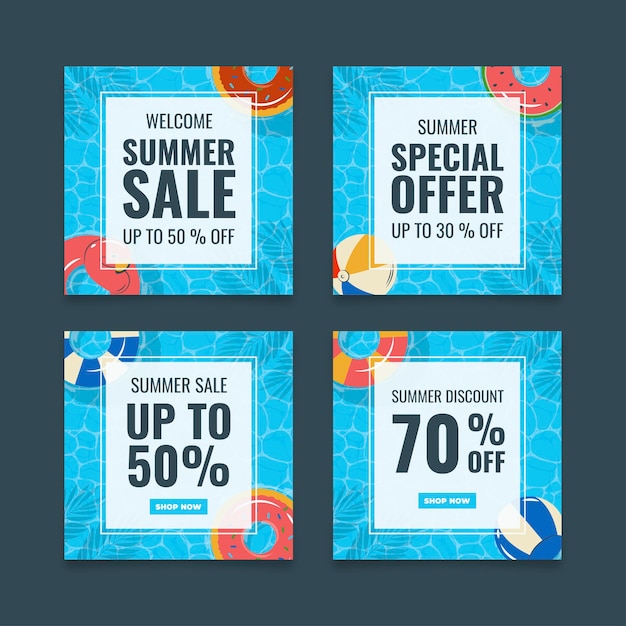 Summer sale instagram post template collection