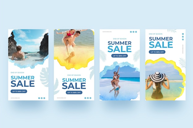 Summer sale instagram stories people at the beach