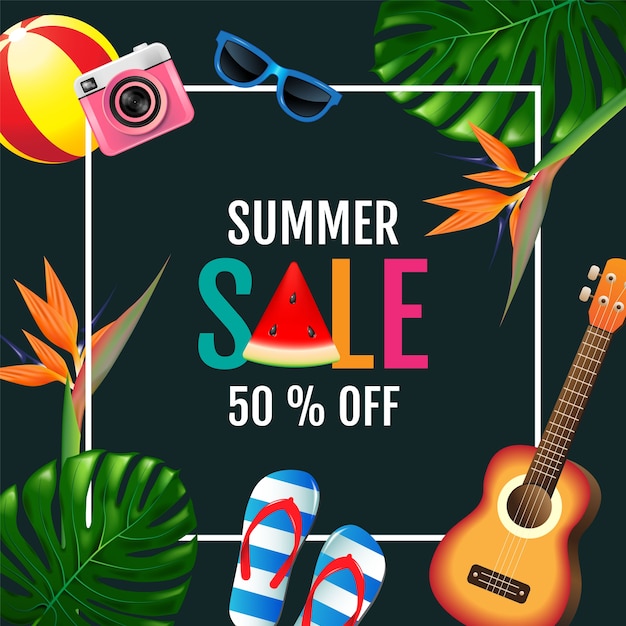 summer, sale, layout, colorful trendy