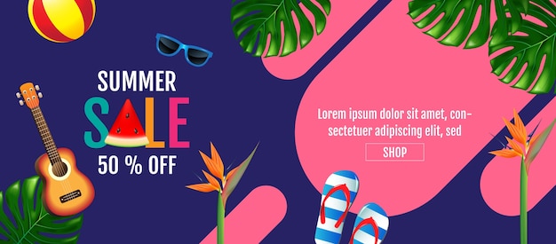 Vector summer, sale, layout, colorful trendy