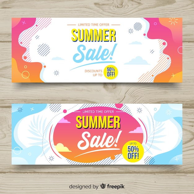 Vector summer sale liquid banners