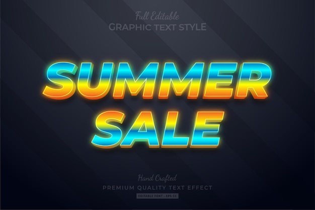 Summer sale neon gradient premium text effect editable