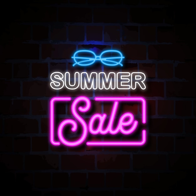 summer sale neon style sign illustration