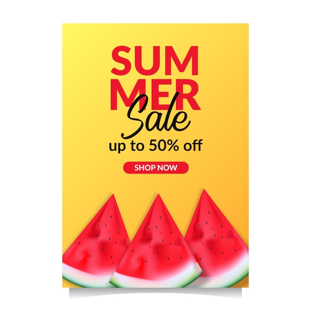 Vector summer sale offer banner tropical fruit