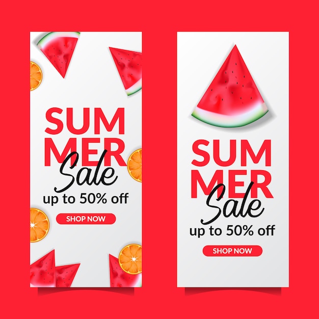 Summer sale offer banner tropical fruit