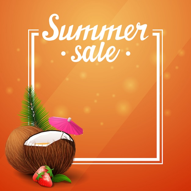 Vector summer sale, orange template for your arts with frame and place for text