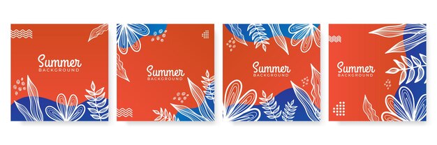 summer sale organic flat floral template for social media or square flyer summer banner