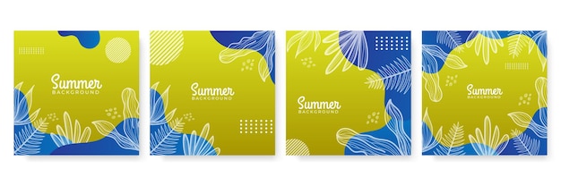 summer sale organic flat floral template for social media or square flyer summer banner