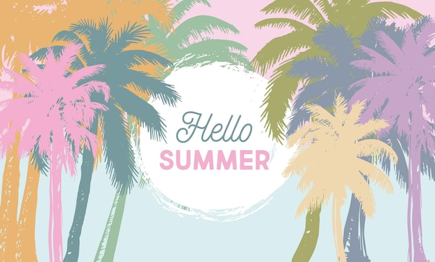 Summer sale palm hand drawn illustrations vector