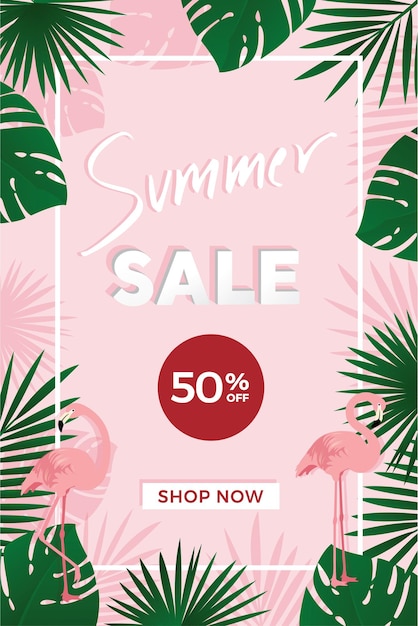 Summer sale poster background with 50 percent off sign