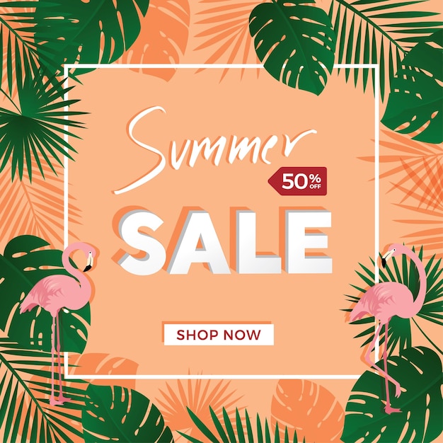 Summer sale poster frame background