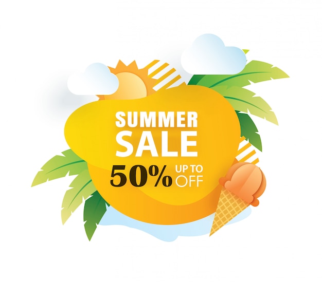 summer sale poster paper cut template. 
