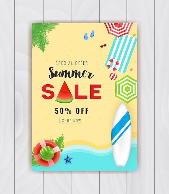 A summer sale poster with a watermelon on it