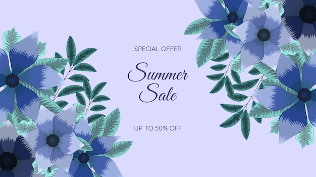 Summer Sale promo webbanner veelkleurig bewerkbaar bloemenbloemframe