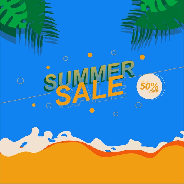 Summer sale promotion template with sea background