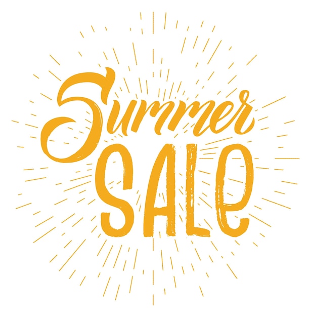 Summer sale in retro sun burst Vintage style logo